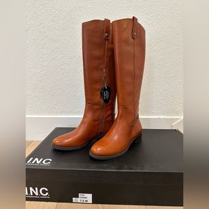 INC Fawne Riding Leather Boots, size 7.5, cognac color leather, brand new!